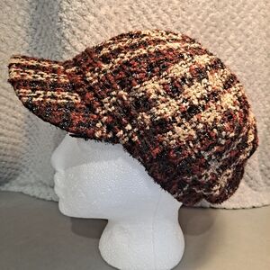 David and Young Stylish Red Black And Tan Striped Checkered Cap